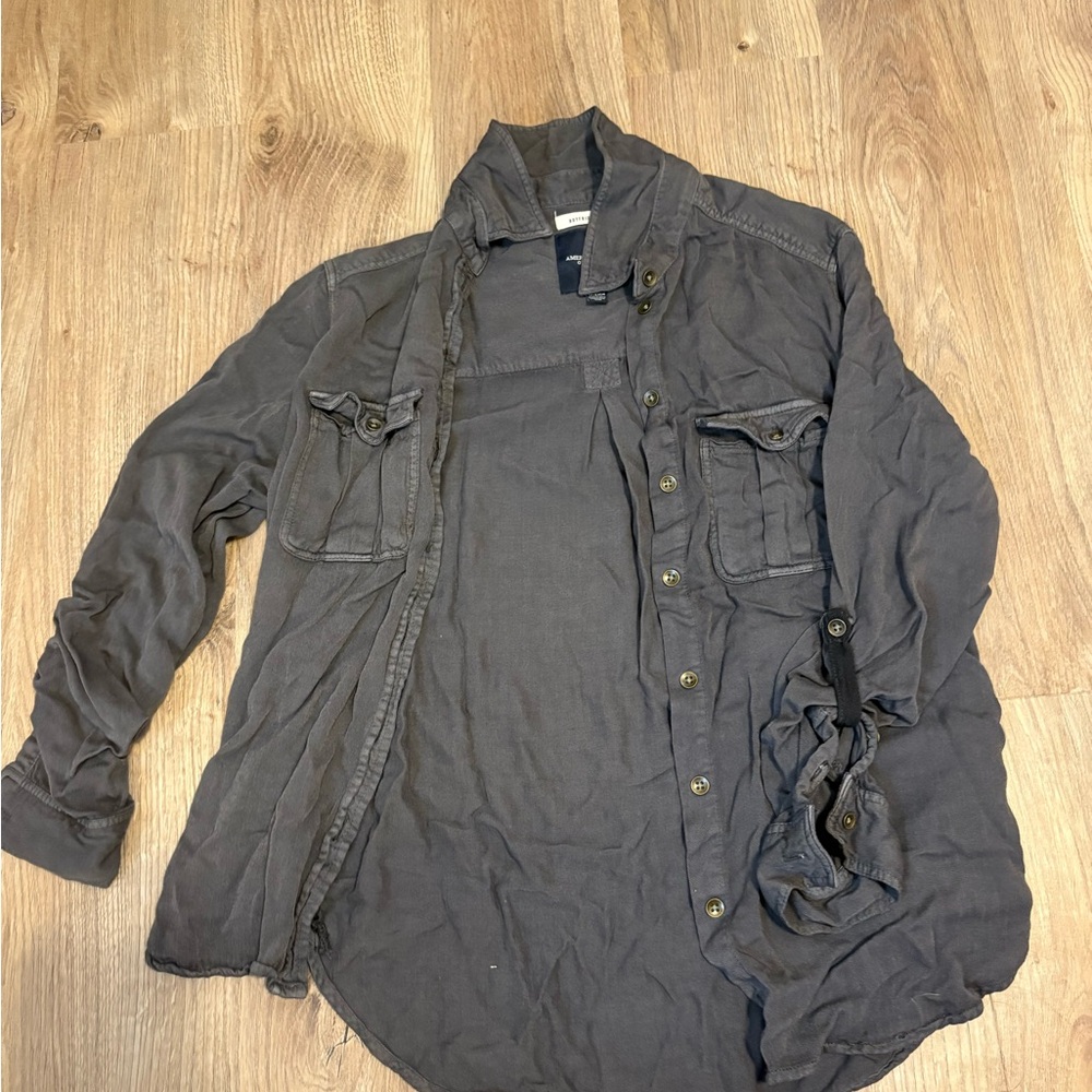 American Eagle Outfitters Gray Lightweight Shirt Jacket